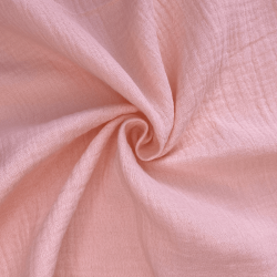 Ткань Муслин Жатый, цвет Нежно-Розовый (на отрез)  в Великие Луки